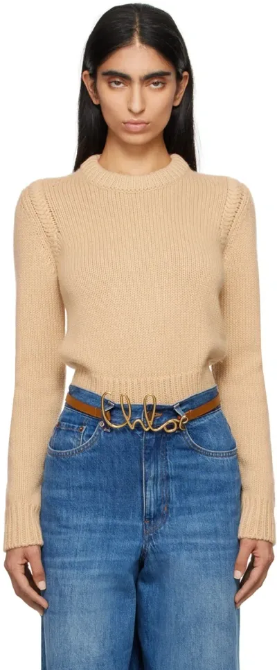 Chloé Beige Cropped Sweater In 6h2 Ultimate Nude