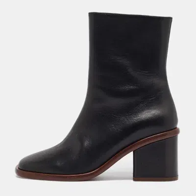 Pre-owned Chloé Black Leather Ankle Length Boots Size 37