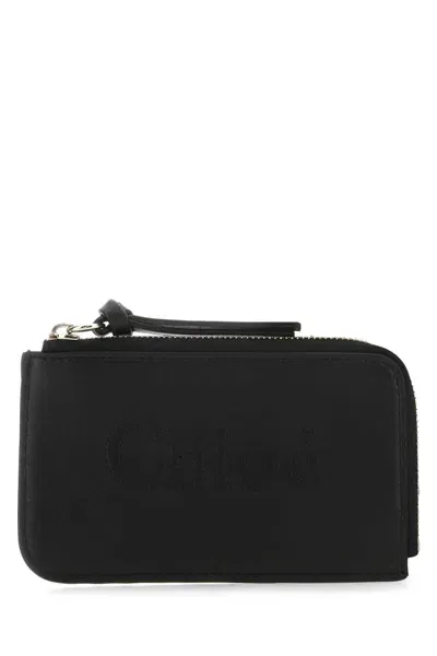 Chloé Black Leather Card Holder In 001