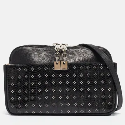 Pre-owned Chloé Black Snakeskin Nubuck And Leather Studded Crossbody Bag