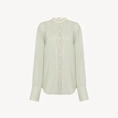 Chloé Oversized Blouse In Silk Blue Size 10 100% Silk, Trochus Niloticus, Farmed, Coo Indonesia