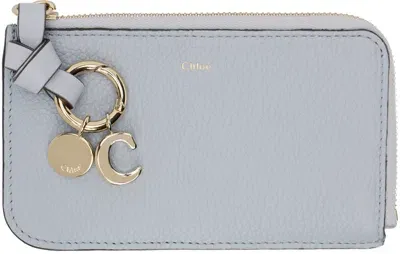 Chloé Blue Alphabet Card Holder In 49v Graceful Blue