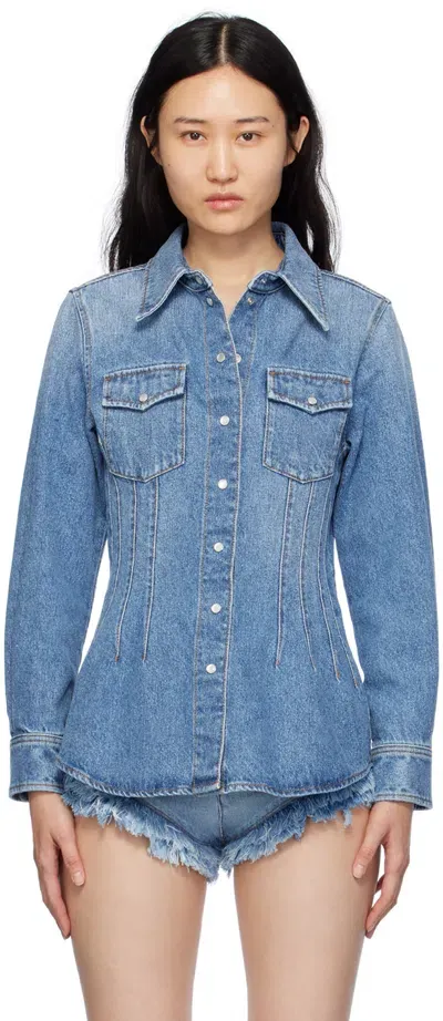 Chloé Blue Dart Denim Shirt In 470 Foggy Blue