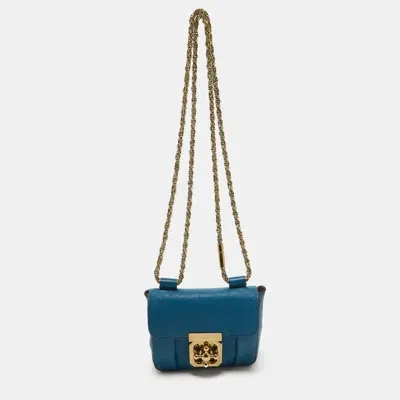 Pre-owned Chloé Blue Leather Mini Elsie Crossbody Bag