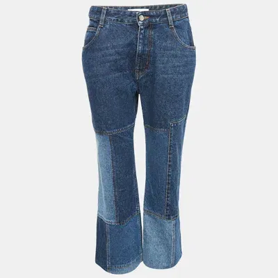 Pre-owned Chloé Blue Patchwork Denim High-rise Cropped Jeans L Waist 30"