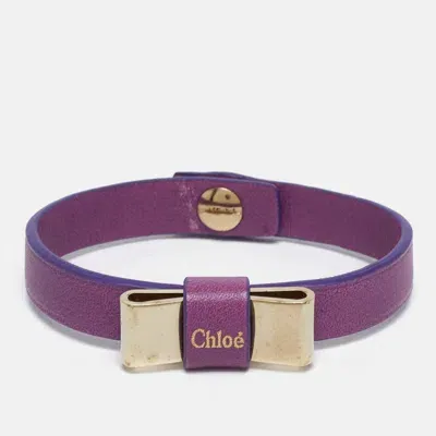 Pre-owned Chloé Bow Leather Gold Tone Bracelet