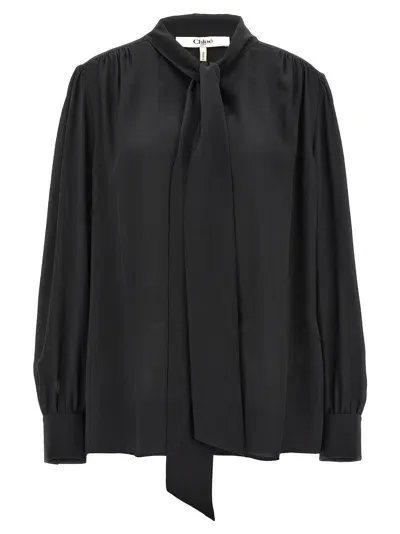 Chloé Bow Shirt In 黑色的