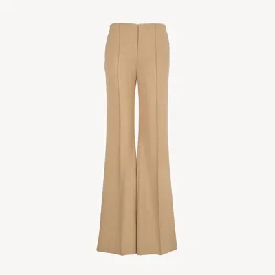 Chloé Broken-heel Slim Trousers In Wool Grain De Poudre Brown Size 10 100% Virgin Wool