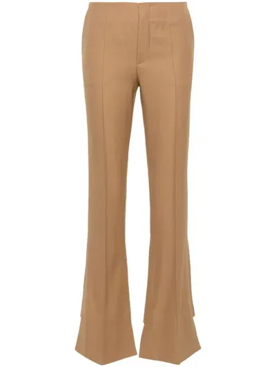 Chloé Brown Broken-heel Wool Trousers