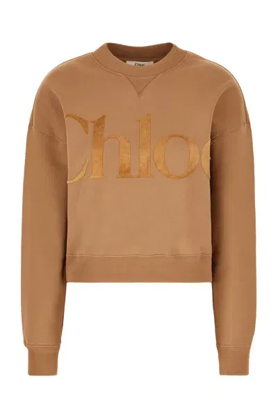 Chloé Camel Cotton Sweatshirt In Brushnude