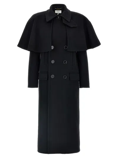 Chloé Cape Coat Coats, Trench Coats In Black