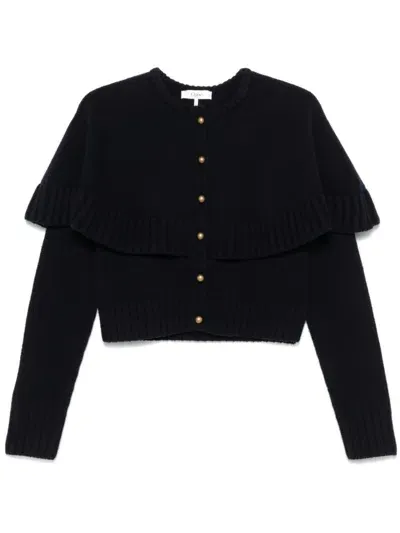 Chloé Wool & Cashmere Knit Cape Cardigan In Navy