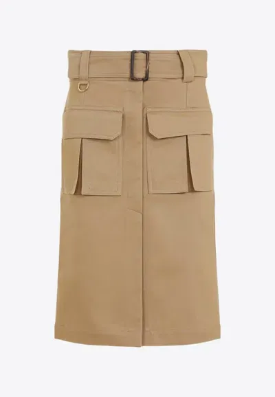 Chloé Cargo Midi Skirt In Brown