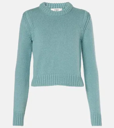 Chloé Cashmere And Cotton Sweater In Green