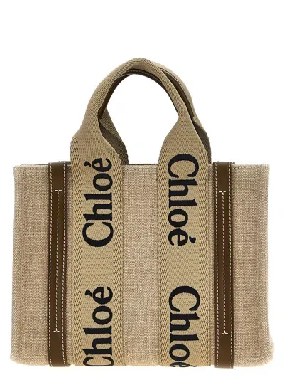 Chloé Woody Tote Bag In Beige