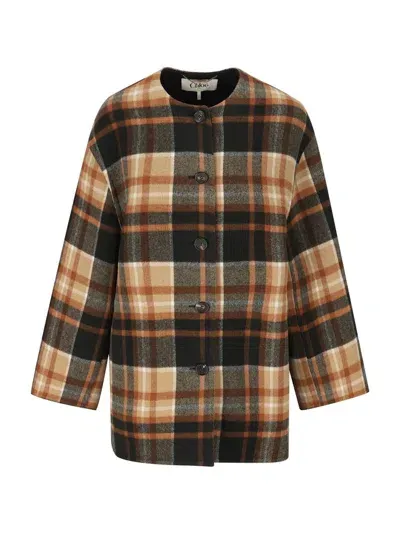 Chloé Checked Coat In Checkered Pattern