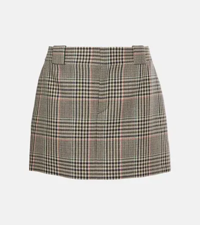 Chloé Checked Wool Miniskirt In Grey