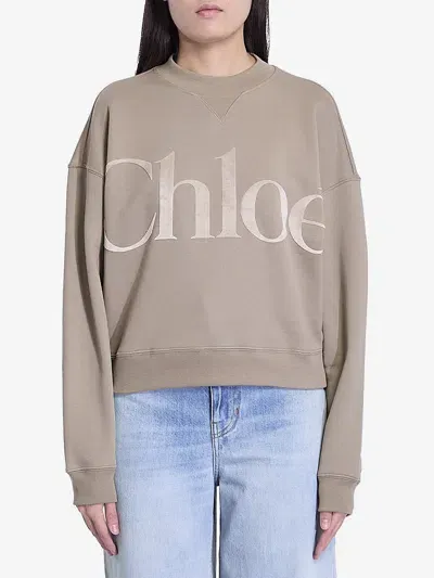 Chloé Logo Sweatshirt In Neutral