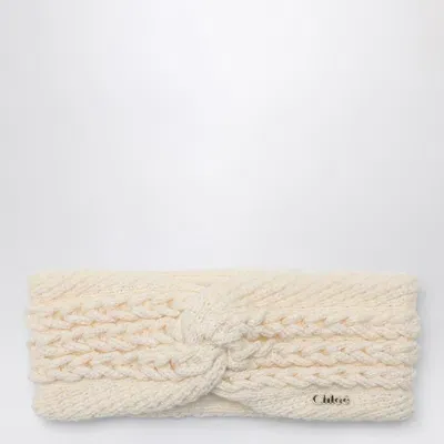 Chloé Kids' Cotton And Wool Ivory Braided Headband In White