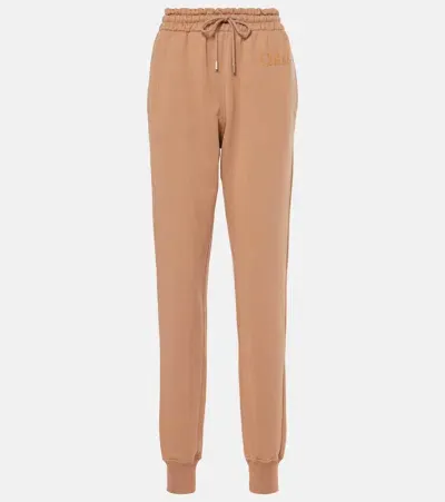 Chloé Cotton Fleece Sweatpants In Pink