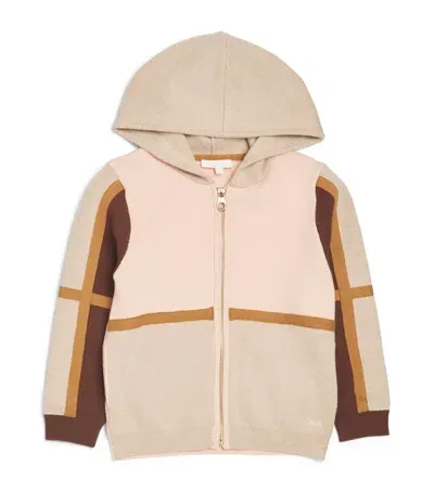 Chloé Kids' Cotton-wool Colour-block Hoodie In Pink