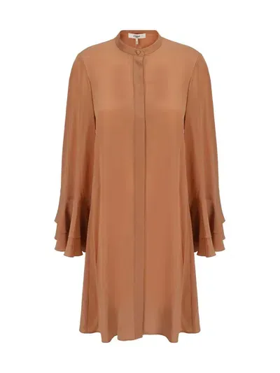 Chloé Crepe Shirtdress In Pink