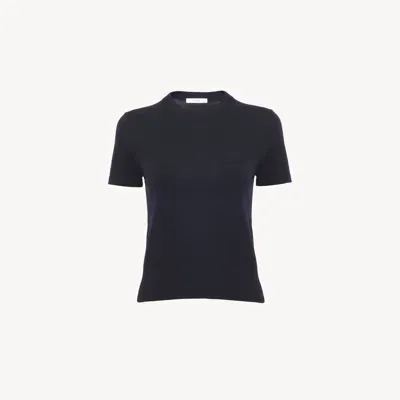 Chloé T-shirt Col Rond En Maille De Laine Extrafine Femme Bleu Taille Xs 100% Laine In Blue