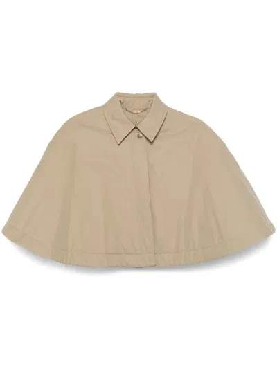 Chloé Cropped Gabardine Cape In Neutrals