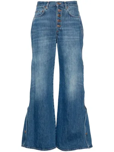 Chloé Cut-out Cropped Jeans In Blue