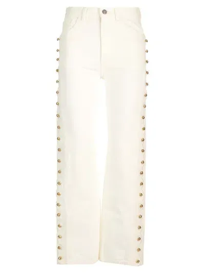 Chloé Scallop-detail Cropped Jeans In White