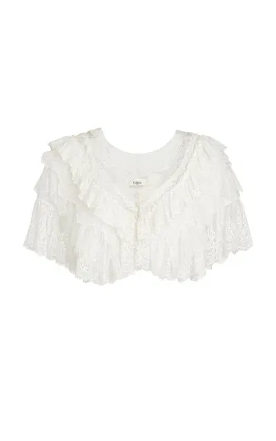 Chloé Cropped Lace Top In White