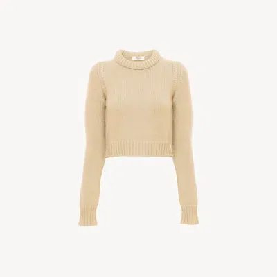 Chloé Cropped Jumper In Cashmere Blend Pink Size L 50% Cotton, 50% Cashmere