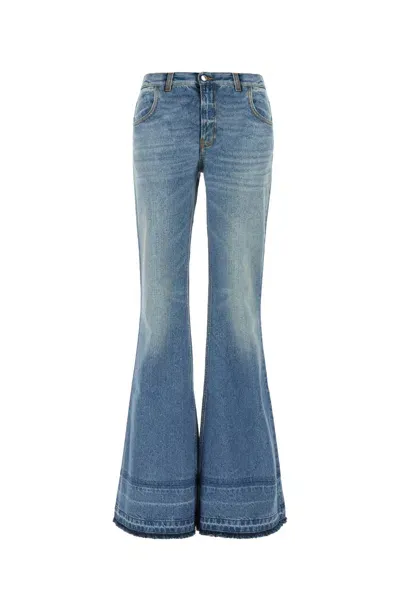 Chloé Low Rise Flared Denim Jeans In Blue