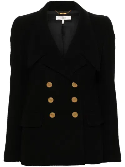 Chloé Black Double-breasted Bouclette Jacket