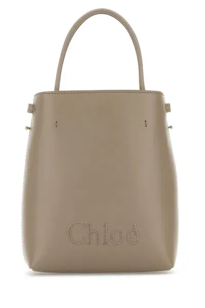 Chloé Dove Grey Leather Micro  Sense Handbag In Grigio