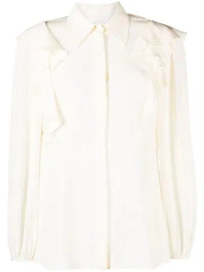 Chloé Draped Panels Bishop-sleeves Blouse In Neutrals