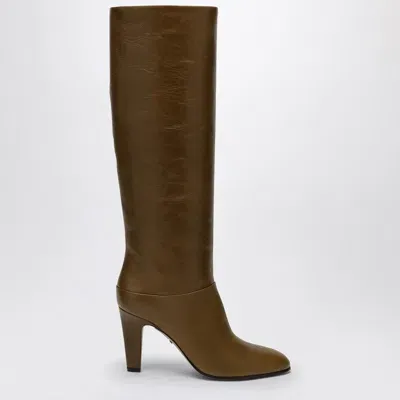 Chloé Chloe Eve Khaki Green Leather Boot Women In Orange