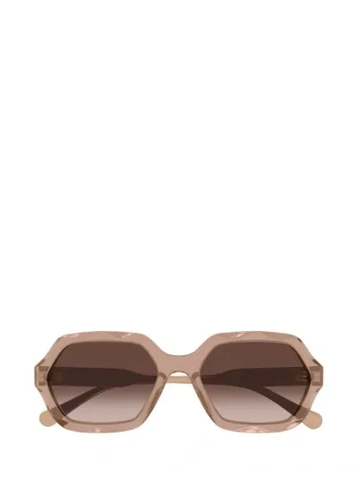 Chloé Eyewear Oval Frame Sunglasses In Beige