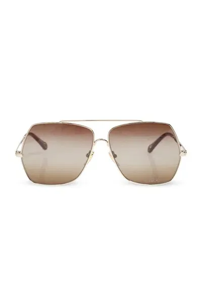 Chloé Eyewear Square Frame Sunglasses In Gold