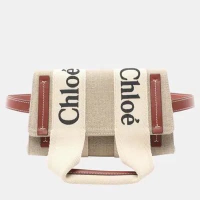 Pre-owned Chloé Fabric Leather Beige Brown White Ody Waist Bag