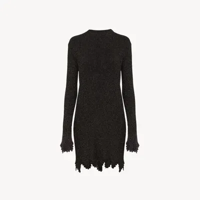 Chloé Robe Festonnée En Maille De Viscose Mélangée Femme Noir Taille M 100% Viscose In Black