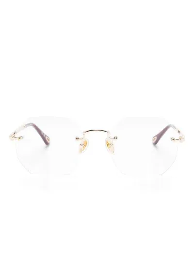 Chloé Geometric-lens Glasses In Gold