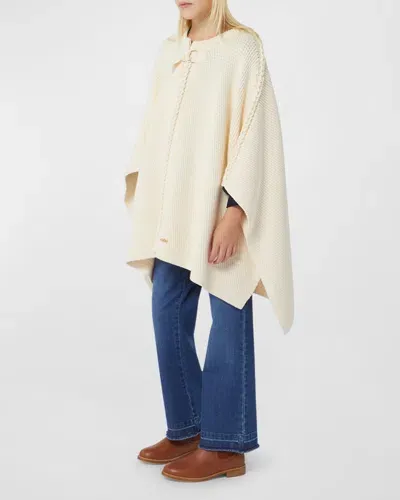 Chloé Kids' Girl's Cable Knit Cape W/ Metal Logo Plate In Ivory