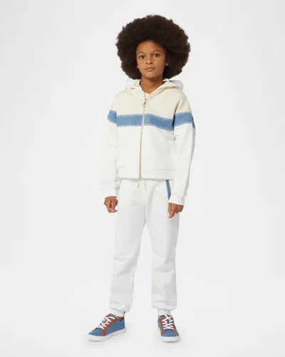 Chloé Kids' Colour-block Zip-up Hoodie In White