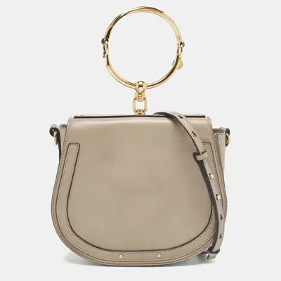 Pre-owned Chloé Grey Leather And Suede Medium Nile Bracelet Shoulder Bag