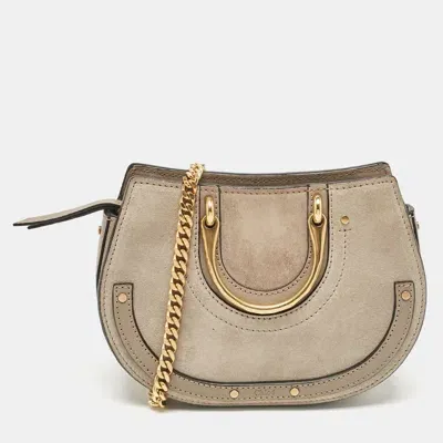 Pre-owned Chloé Grey Leather And Suede Mini Pixie Signature Belt Bag