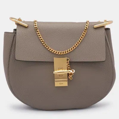 Pre-owned Chloé Grey Leather Medium Drew Shoulder Bag