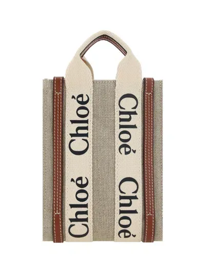 Chloé Handbag Mini Woody In White - Brown 1