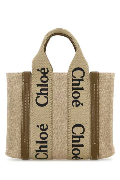 Chloé Woody Small Tote Bag In Beige