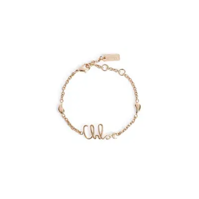 Chloé Iconic Logo Plaque Bracelet In Gold